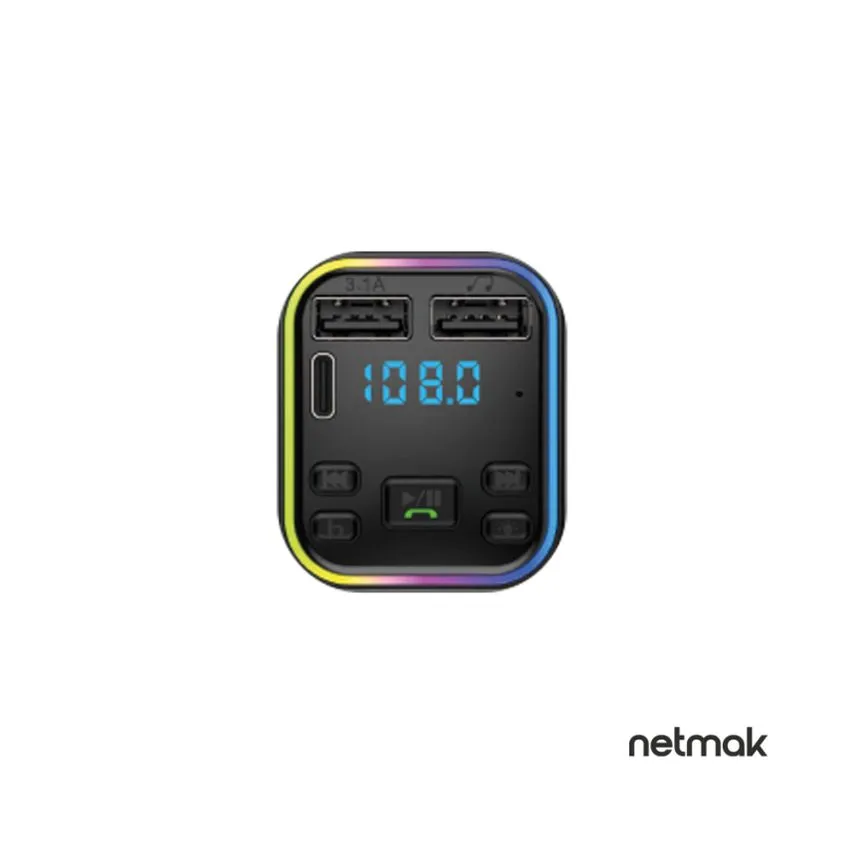 Transmisor FM Bluetooth c/ Puerto Tipo C Netmak