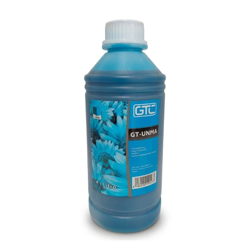 Botella de Tinta GTC 1000 Cm3 UNIVERSAL Sistema Continuo Cyan
