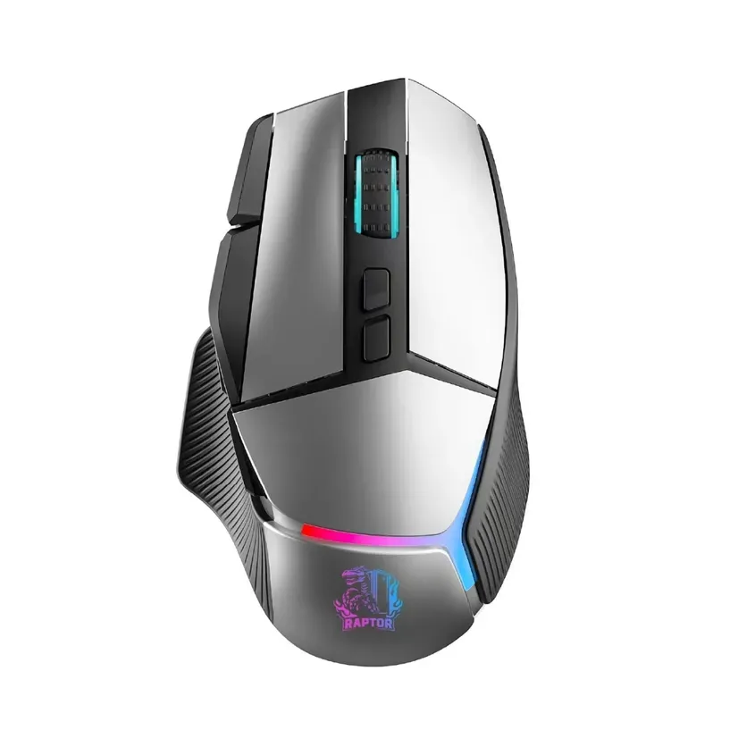 Mouse Gamer Raptor Storm Grip Wireless 9 botones 24000dpi Gris retroiluminado c/software