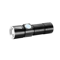 Linterna de Aluminio con led 3W, Bateria Recargable Nisuta Negro